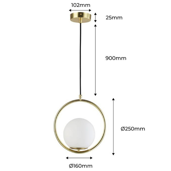 Wisząca lampa Milano ABR-LWMR-E27 Abruzzo bańka zwis czarna biała