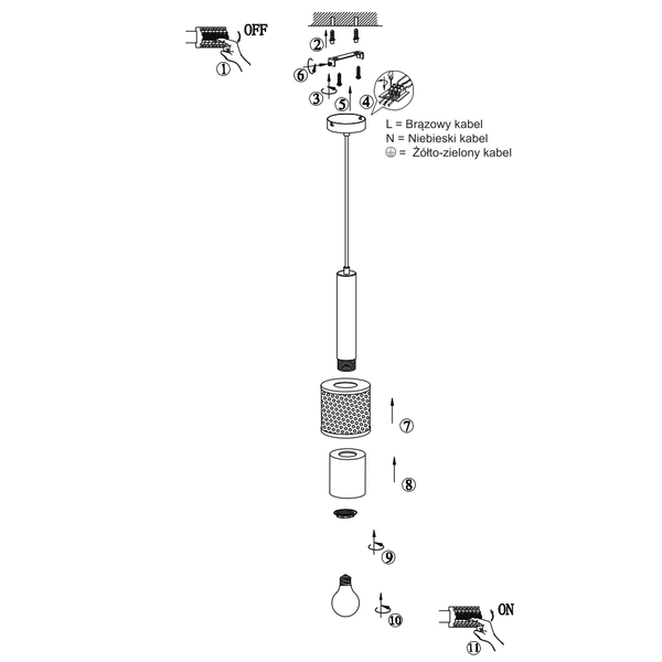Salonowa lampa wisząca nad stół Amo LP-0702/1P BK metalowa czarna