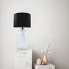 lampa stołowa z abażurem SAMASUN 5501BK na komodę czarna przezroczysta