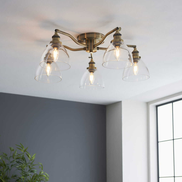 Szklana lampa sufitowa Hansen 97248 Endon mosiądz przezroczysta
