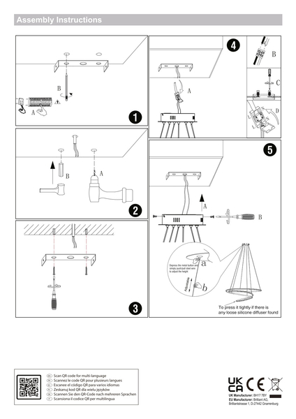 Salonowy żyrandol L&-197645 Light& LED 131W 3000k serpentyna złota