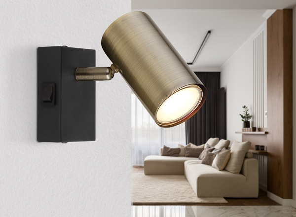 Lampa reflektorowa Robby 57911-1M kinkiet czarny mosiądz