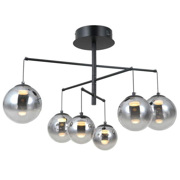 Lampa sufitowa Velada PND-34381-6-BK LED 180W 3000K czarny przydymiony