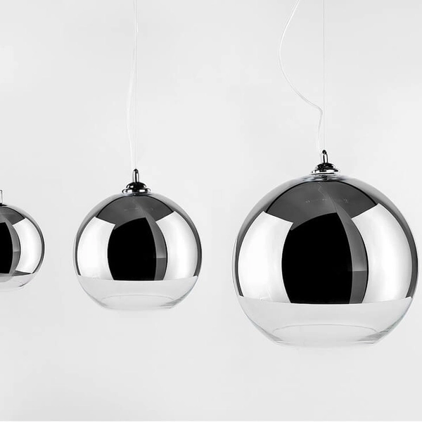 Nowoczesna lampa wisząca Silver Ball do salonu chrom