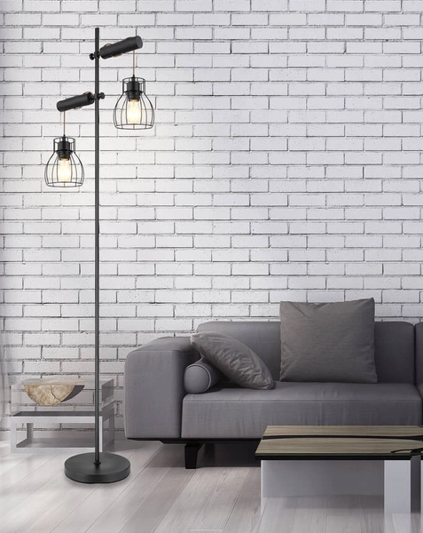 Stojąca lampa podłogowa Mina 15326-2SN drewniana czarna