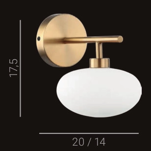 LAMPA ścienna FIORENZO MBM3661-1 BRO+W Italux kulista OPRAWA kinkiet mosiądz biały