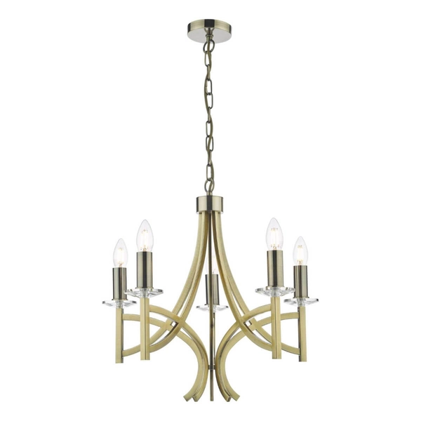 Żyrandol nad stół Lyon LYO0575 Dar Lighting kryształ mosiądz