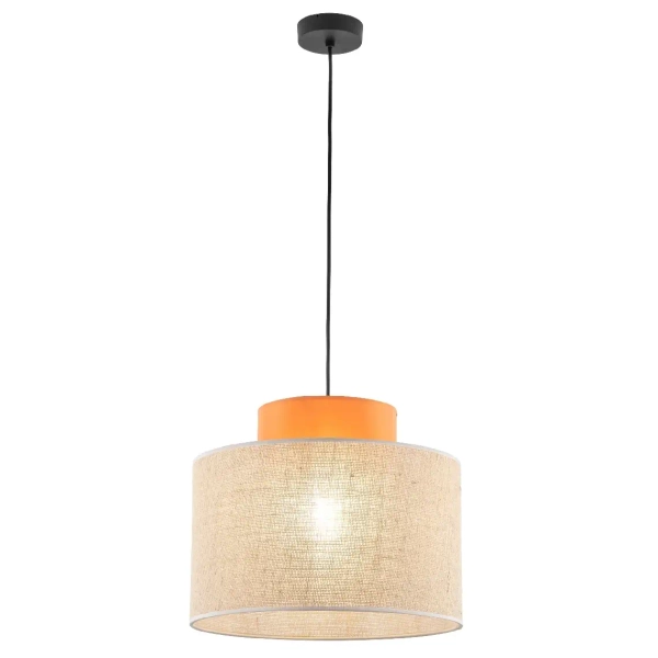 Abażurowa lampa wisząca Duo 3227 tuba z juty pomarańczowy