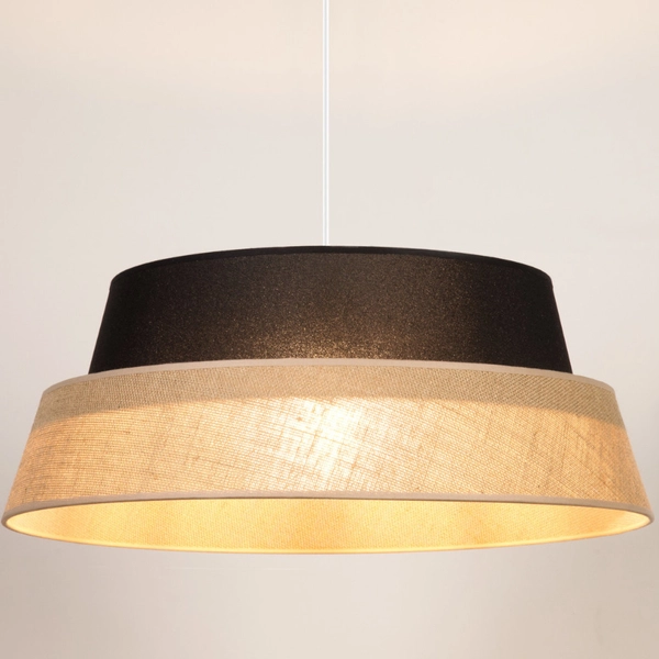 Wisząca lampa loft PRETO JUTE 150150104 abażurowa okrągły beżowy czarny