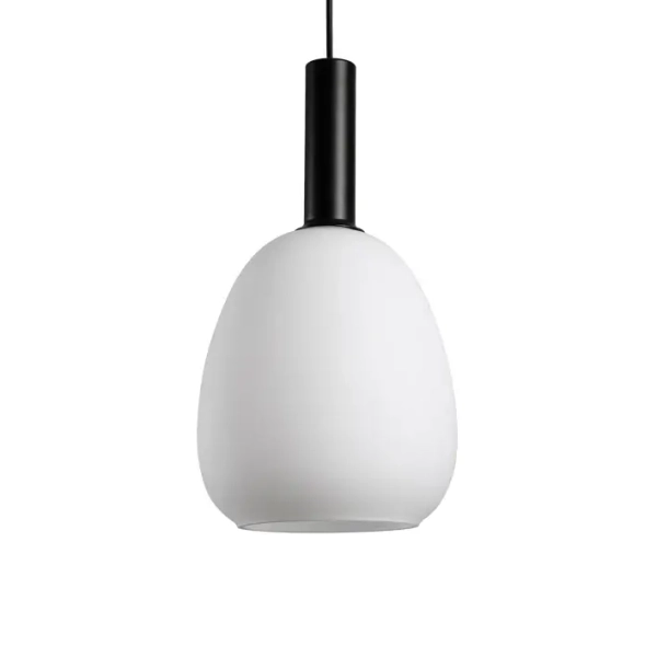 Owalna lampa wisząca Gater PND-23541-1-BK-OP szklana nad wyspę biały czarny