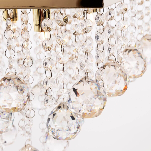 Natynkowa lampa sufitowa Rangel do sypialni crystal złota