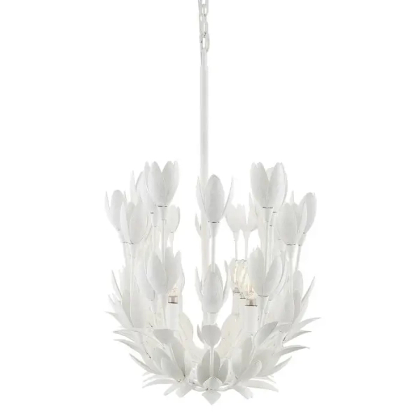 Żyrandol do salonu Flora QN-FLORA10-WHT kwiaty na łańcuchu biały