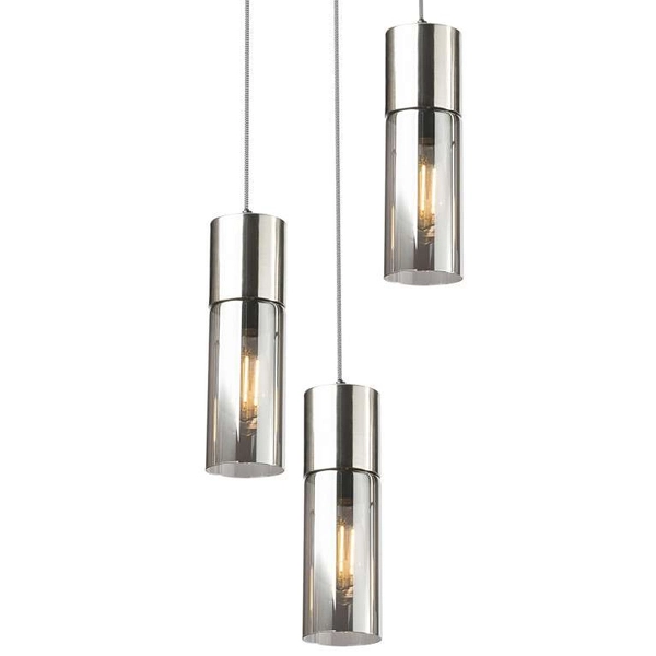Loftowa LAMPA wisząca ANNIKA 21000-3HN Globo kaskada OPRAWA szklana ZWIS tuby nikiel matowy przydymione