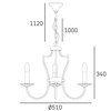 Wisząca lampa klasyczna Riga P03755CH-WH Cosmolight metal tkanina srebrna biała