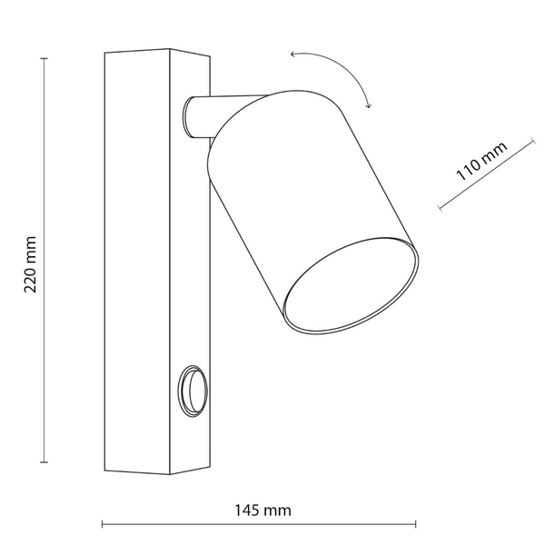 Naścienna lampa z włącznikiem Top 6087 tubka do salonu złota czarna