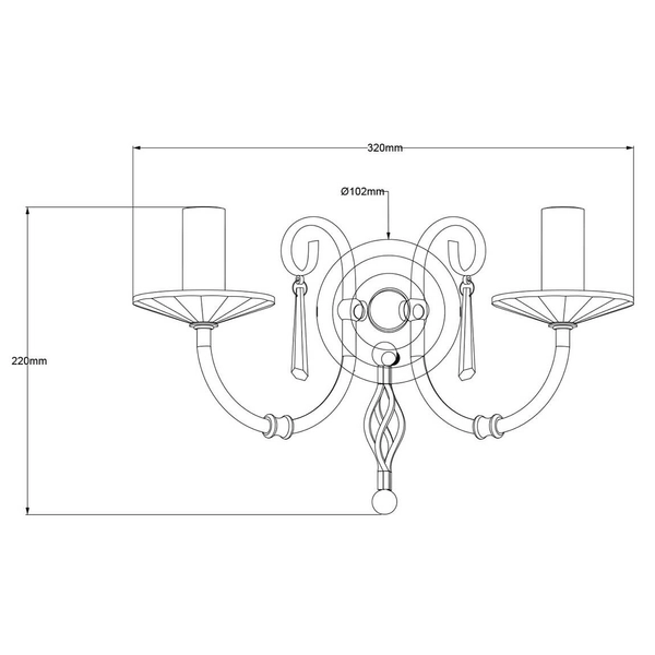 Świecznikowy kinkiet Aegean AG2-POL-BRASS kryształowy polerowany mosiądz