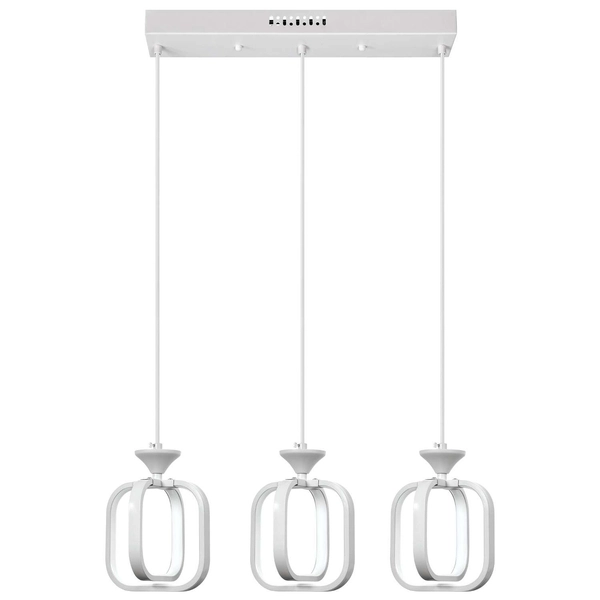 LAMPA wisząca VEN W-MD 9713/3 WH metalowa OPRAWA listwa LED 39W 3000K-6000K zwis kwadratowe ramki białe