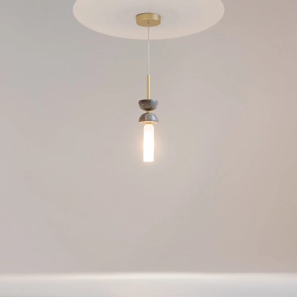 Marmurowa lampa wisząca Kioto MOD178PL-01GR złota szara