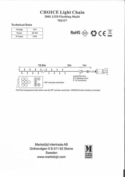 Choinkowe światełka girlanda 3m 200 LED 20W flash multikolor