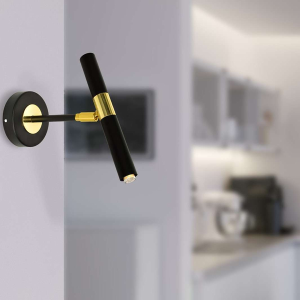 Ścienna lampa loft MONZA MLP6332 metalowa tuba kinkiet regulowany czarny