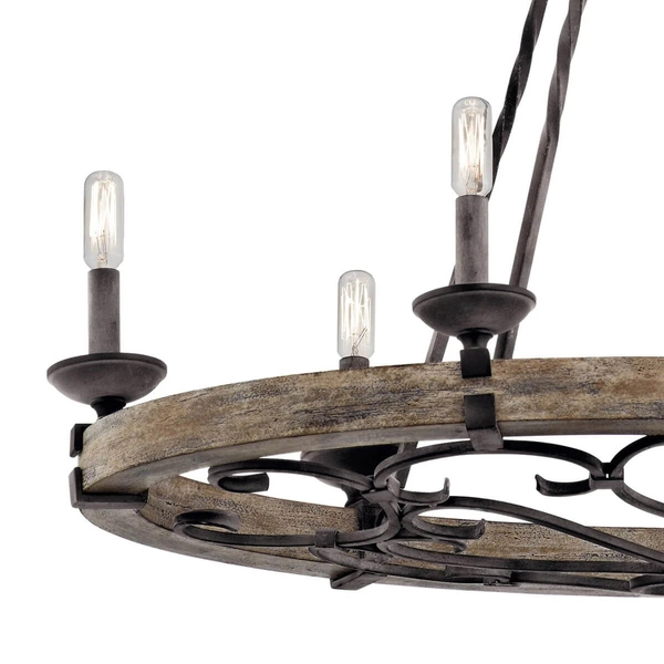 Świecznikowa lampa wisząca Taulbee KL-TAULBEE6 Kichler czarny drewniany