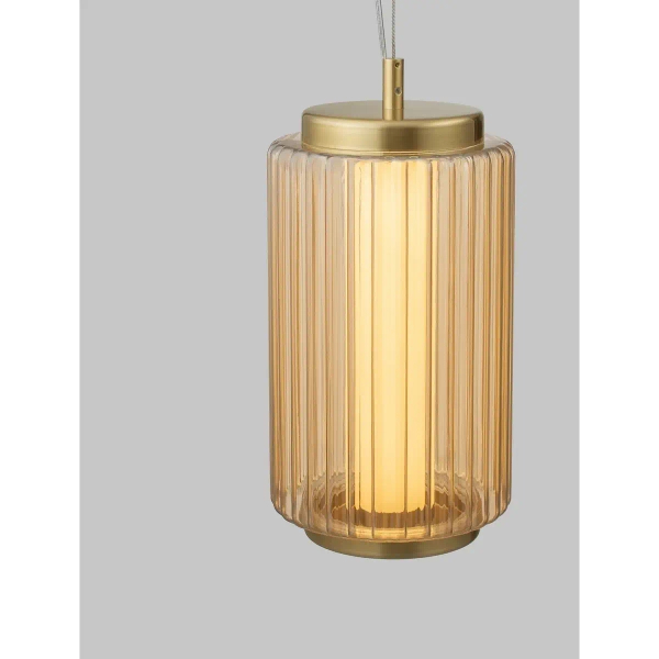 Szklana wisząca lampa TABRUNO LE45170 LED 10W 3000K bursztynowa