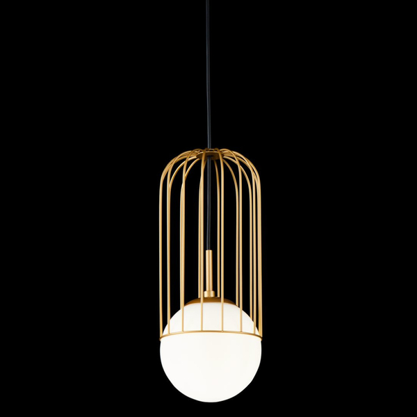 Druciana LAMPA wisząca TELFORD P362PL-01G Maytoni modernistyczna OPRAWA szklana kula zwis złoty biały