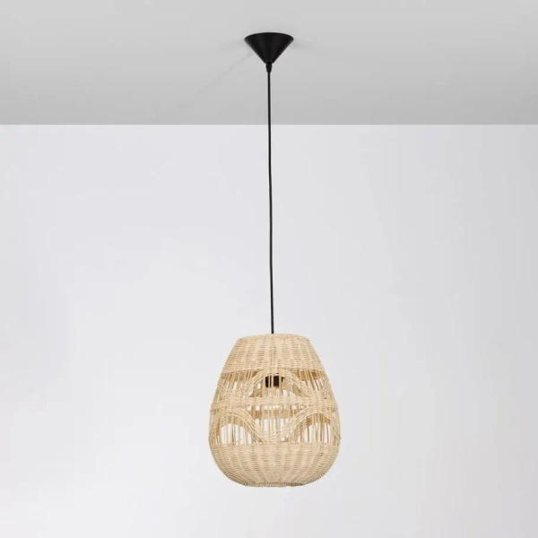 Pleciona lampa wisząca REYNOSA LE42949 nad łóżko beżowa czarna