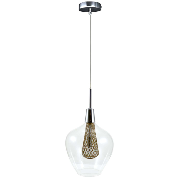 LAMPA wisząca DYSON 308054 Polux szklana OPRAWA skandynawska zwis przezroczysty chrom