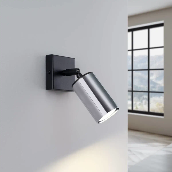 Obrotowy kinkiet ścienny Winx SL.1366 Sollux tubka czarny chrom