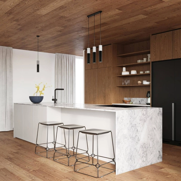 Wisząca lampa sypialniana SL.1081 nad łóżko czarna szara