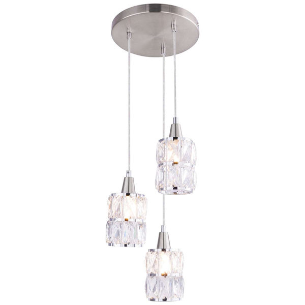 Glamour LAMPA wisząca WOLLI 15760-3 Globo szklana OPRAWA zwis kryształki nikiel matowy chrom
