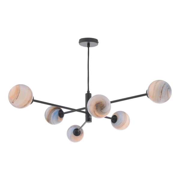 Dekoracyjna lampa wisząca Vignette VIG0622-07L szkło planety czarne beżowe