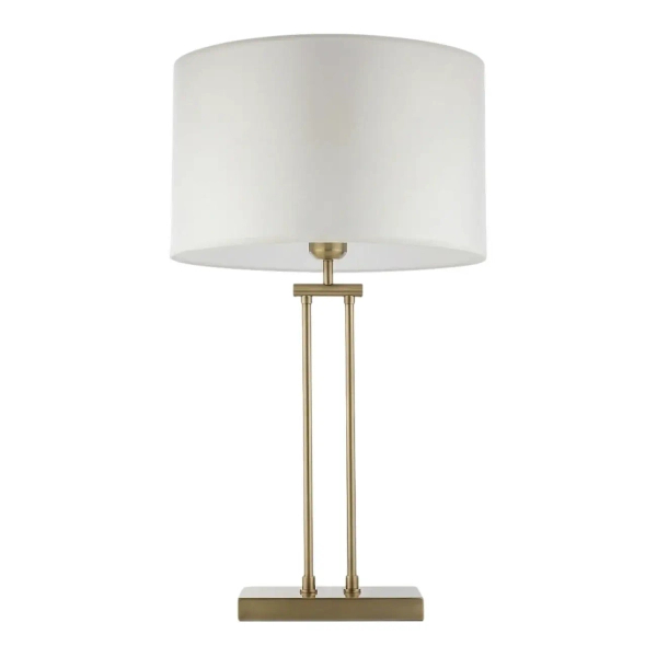 Abażurowa lampa stołowa ATHENS biała mosiężna metalowa art deco do gabinetu T01750BR-WH