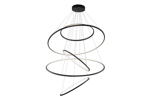 Ściemnialna lampa wisząca Wheel obręcze LED 190W 3000K czarne