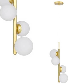 Wisząca lampa do sypialni Cordel szklane kule białe molekuły