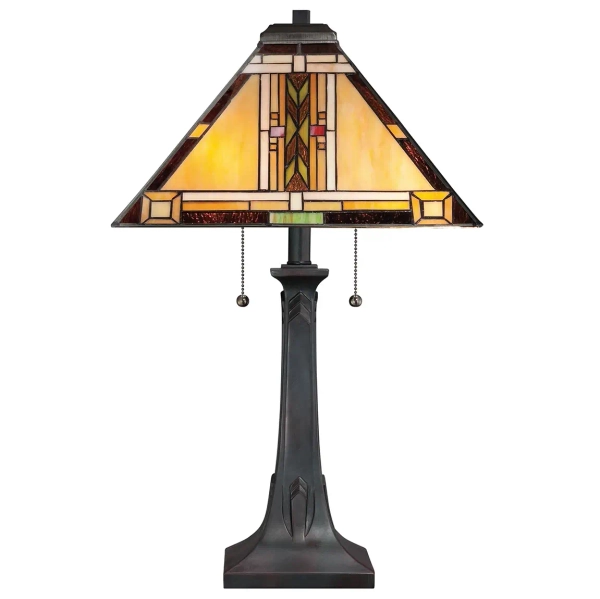 Witrażowa stołowa lampa Navajo QZ-NAVAJO-TL-VB szklana brązowa