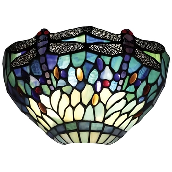 Lampa witrażowa ścienna Dragonfly 64102 Interiors Tiffany niebieska