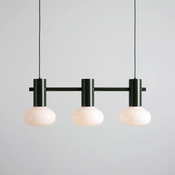 Szklana wisząca lampa Flo 3 Moss 7000E26_S do sypialni zielona