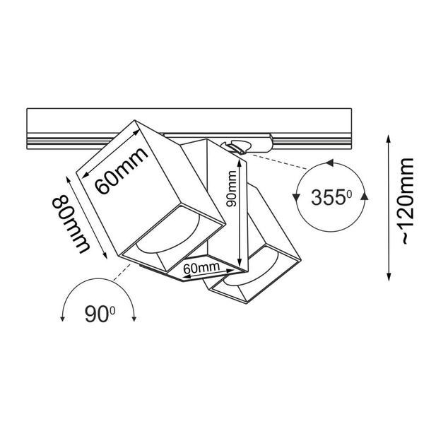 Natynkowa lampa sufitowa Cube 6263 BROSline metalowa regulowany biała