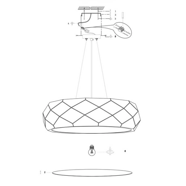LAMPA wisząca REUS LP-8069/1P BK Light Prestige metalowa OPRAWA geometryczna zwis okrągły czarny