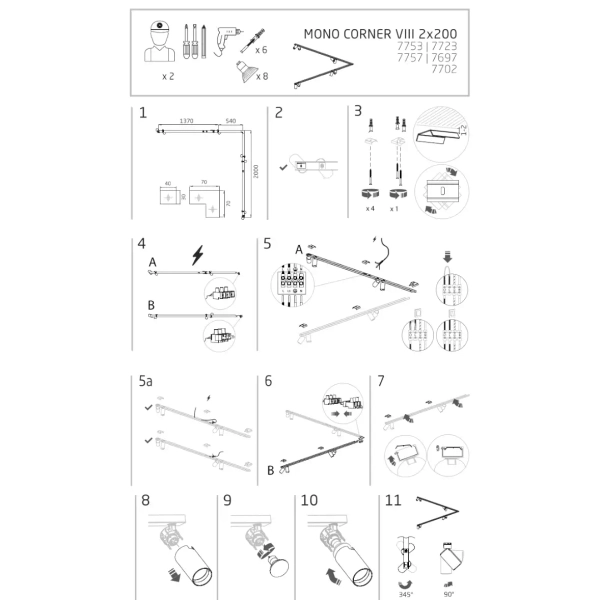 Reflektorowa lampa sufitowa Mono 7723 nowoczesna nad łóżko czarna