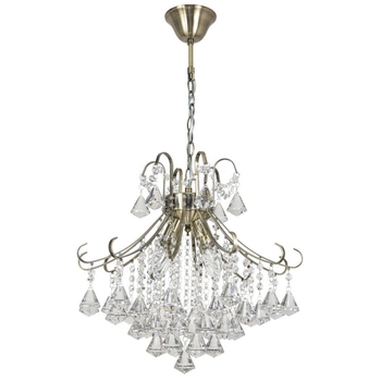 LAMPA wisząca 6248/4 21QG+TR Elem kryształowa OPRAWA żyrandol na łańcuchu zwis mosiądz przezroczysty