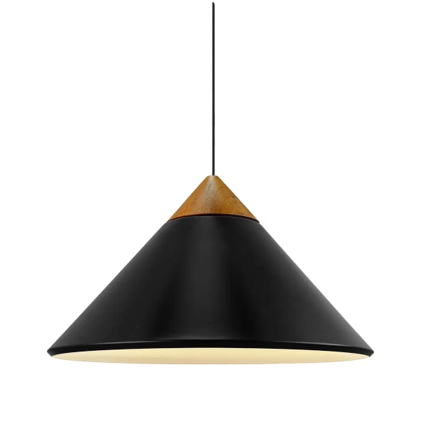Nowoczesna wisząca lampa Kinto 2520083003 stożek drewniany czarny