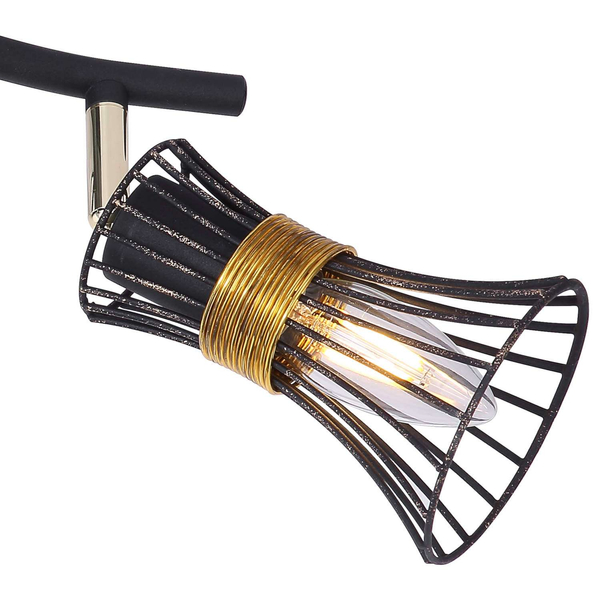 LAMPA ścienna PURRA 54814-2 Globo rustykalna OPRAWA kinkiet klatki druciane industrialne czarne złote