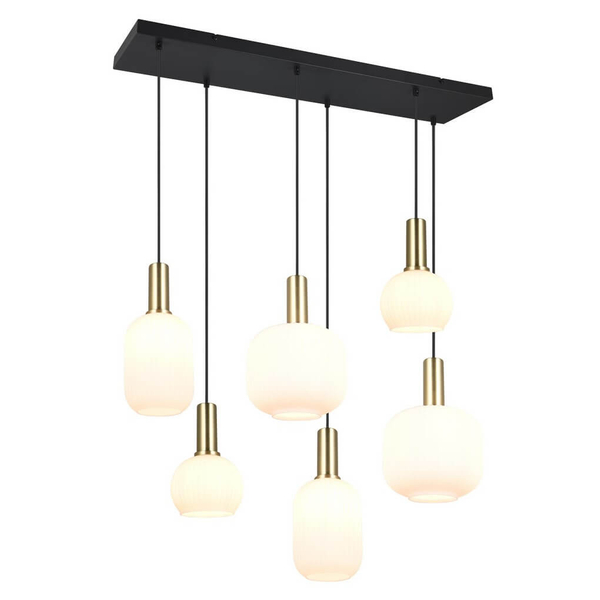 Sypialniana lampa wisząca DIVA 319800608 Trio bańki czarny złoty biały