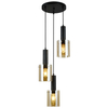 Skandynawska LAMPA wisząca SARDO PND-5581-3A-BK+AMB Italux szklana OPRAWA loftowy ZWIS tuby kaskada bursztynowa czarna