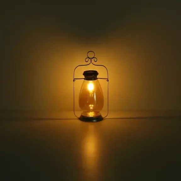 Stojąca latarnia solarna SOLAR 36647 IP44 LED 0,06W 3000K bursztynowy szary