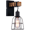 Kinkiet LAMPA ścienna PONTE WL-4290-1-L Italux metalowa OPRAWA druciana klatka industrialna drewno czarna