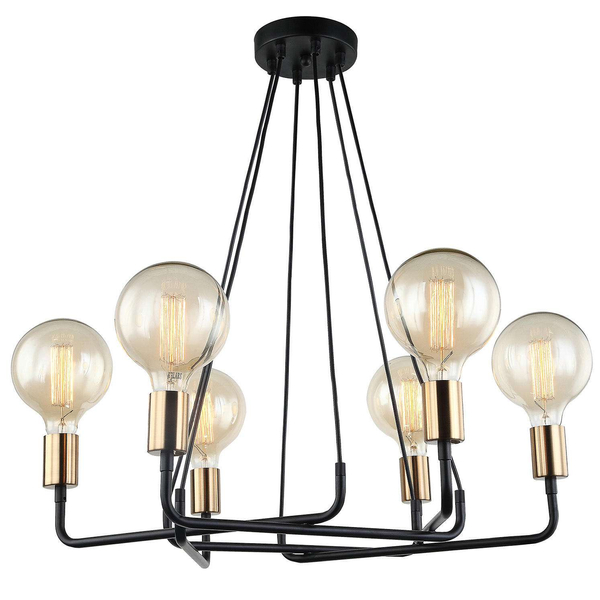 LAMPA wisząca BETTY MDM-3901/6 BK+BRO Italux industrialna OPRAWA metalowy zwis czarny brąz